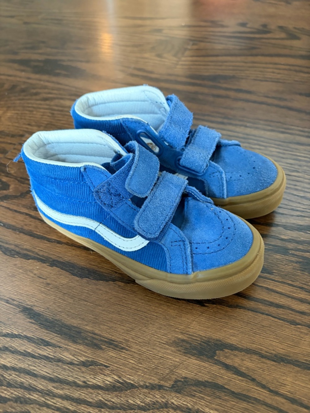 Kids Vans Blue High-Top Velcro Sneakers